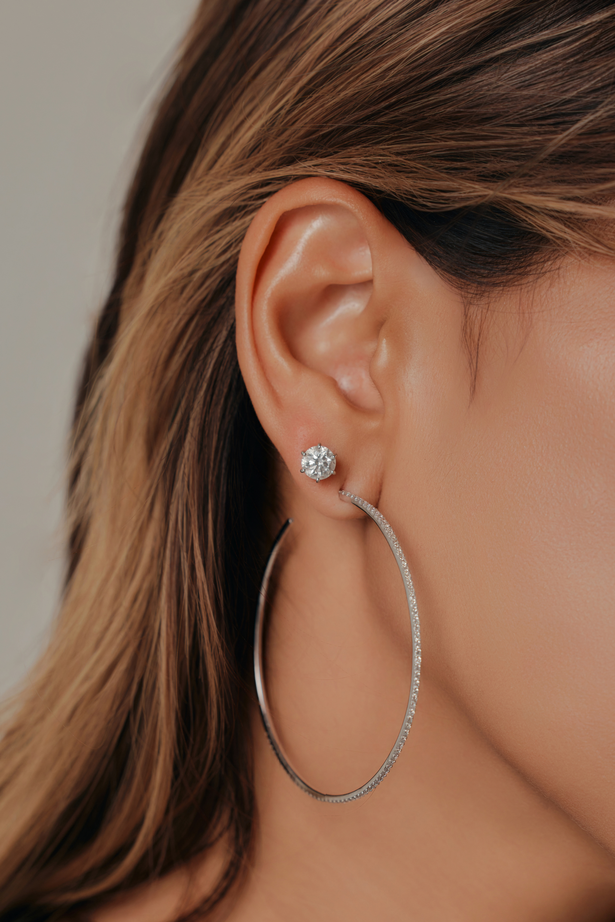 【NEW COLOR】ダイヤモンドラインフープピアス