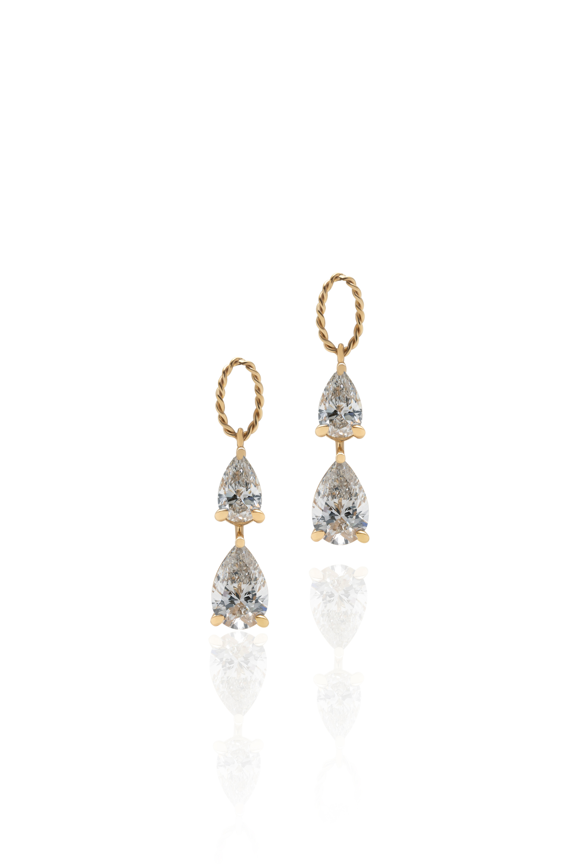1.0カラットペアシェイプピアス/0.71カラットペアシェイプスイングパーツSET